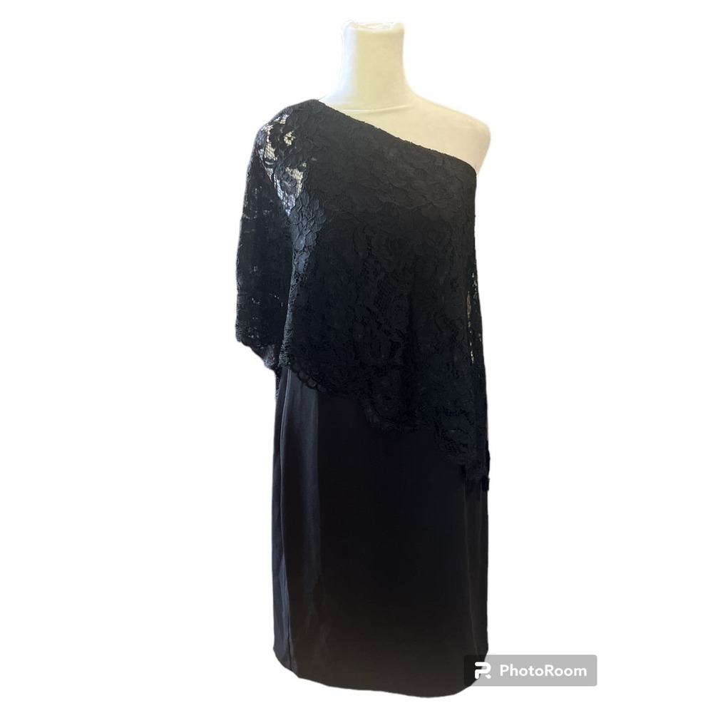 Nanette Lepore Eastern Opulence‎ One Shoulder Lace Overlay Dress Black Size 4 - Picture 3 of 6